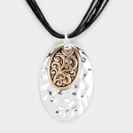 Hammered Metal Sprout Pendant Necklace Set