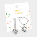 Rhinestone Hoop Christmas Bow Dangle Earring