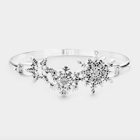 Stone Embellished Snowflake Hook Bracelet