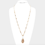 Semi Precious Teardrop Pendant Beaded Long Necklace