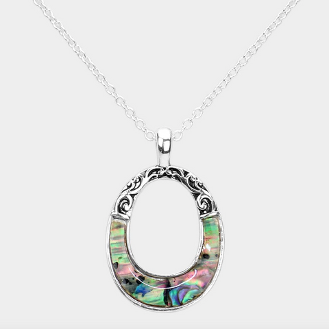 Fashion Abalone Open Oval  Necklace
