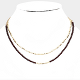 Double Layered Cube Faceted Beaded Necklace