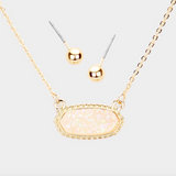 Druzy Hexagon Pendant Necklace Set