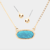 Druzy Hexagon Pendant Necklace Set
