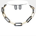 Open Oval Link Necklace Set