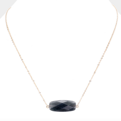 Dark Gray Stone Pendant Necklace
