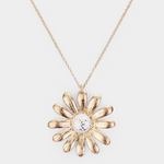 Flower Metal Pendant Necklace Set