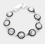 Round Crystal Embossed Magnetic Link Bracelet