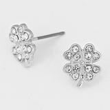 Crystal Pave Clover Stud Earrings