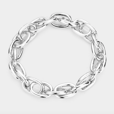 Open Metal Oval Link Stretch Bracelet