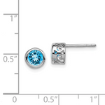 Sterling Silver December Genuine Blue Topaz Round Stud Earrings