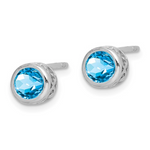 Sterling Silver December Genuine Blue Topaz Round Stud Earrings
