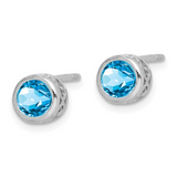 Sterling Silver December Genuine Blue Topaz Round Stud Earrings