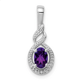 Sterling Silver February Genuine Amethyst and Diamond Necklace