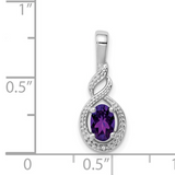 Sterling Silver February Genuine Amethyst and Diamond Necklace