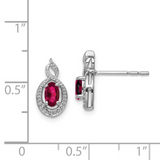 Sterling Silver July Created Ruby and Diamond Earrings