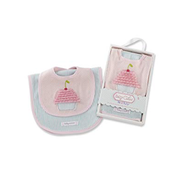Baby Cakes Bib and Burp Set, Pink/Teal, 0-6 Months
