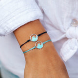 Crystal Blue Stone Wave Charm Bracelet
