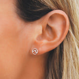 Sterling Silver Circle Wave Stud Earrings