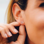 Sterling Silver Circle Wave Stud Earrings