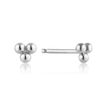Silver Modern Triple Ball Stud Earrings