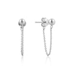 Silver Modern Chain Stud Earrings