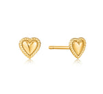 Gold Rope Heart Stud Earrings
