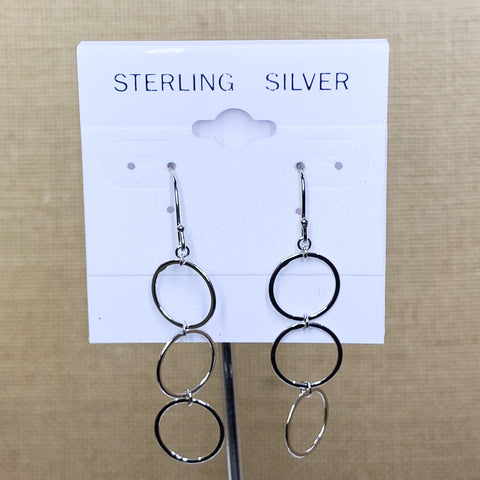 Sterling Silver Triple Circle Dangle Earring