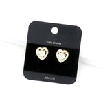 Fashion Gold Tone CZ Heart Studs
