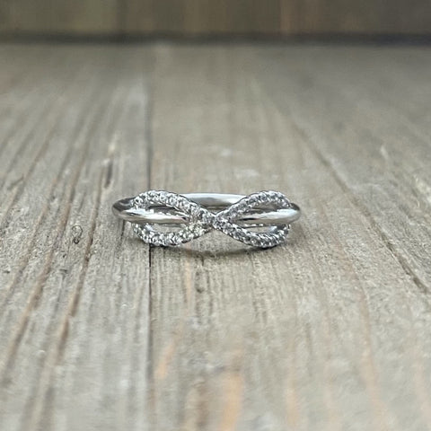 Sterling Silver Thin Studded Infinity Ring