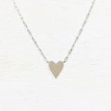 Sterling Silver Paperclip Chain Heart Necklace