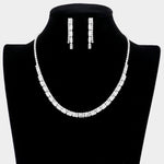 Fashion Rectangle Rhinestone Necklace Set