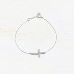 SS CZ Cross Bracelet 7-8”