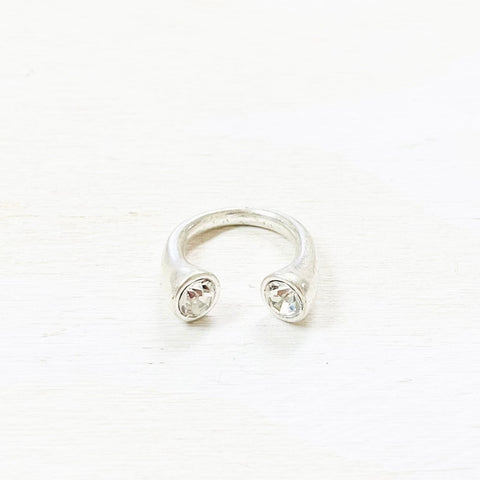 Fashion Double Clear Stone Open Ring