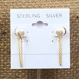 Sterling Silver Gold Tone Heart Chain Studs