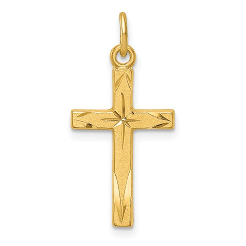 Sterling Silver Gold Plated Diamond-Cut Cross Necklace