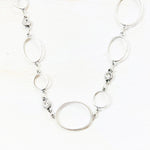Fashion Silver Tone Long Oval Link Necklace