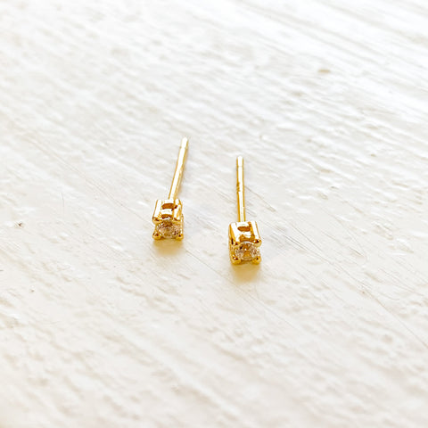 Sterling Silver 2mm Yellow CZ Studs