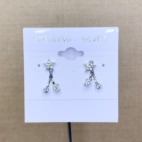 Sterling Silver Moon And Star Jacket Dangle Stud