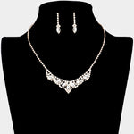 Fashion Gold Tone Marquise Rhinestone Necklace and Earring Set