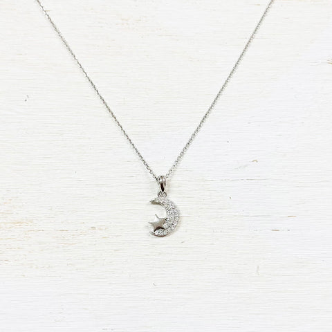 Sterling Silver Moon and Star Necklace