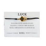 Luck bracelet with black quarterfoil -black cord