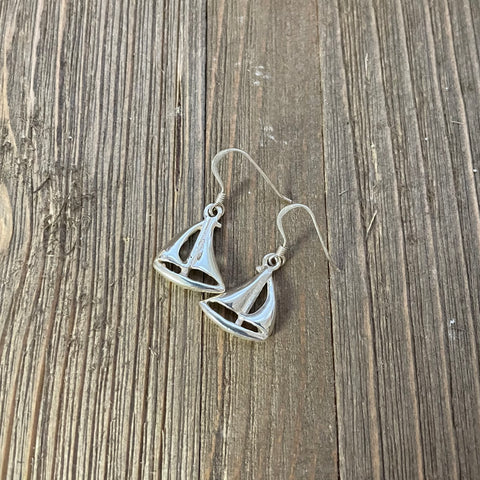 Sterling Silver Sailboat Dangle Earrings