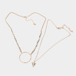 Fashion Triangle and Circle 2 Piece Necklace Set