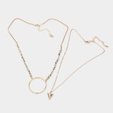 Fashion Triangle and Circle 2 Piece Necklace Set