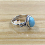 Sterling Silver Larimar Ring with Twist Details