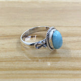 Sterling Silver Larimar Ring with Twist Details