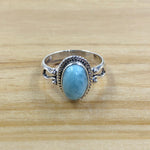 Sterling Silver Larimar Ring with Twist Details