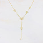 Sterling Silver Butterfly Y-Chain Necklace- CZ w/ Gold Plate