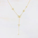 Sterling Silver Butterfly Y-Chain Necklace- CZ w/ Gold Plate